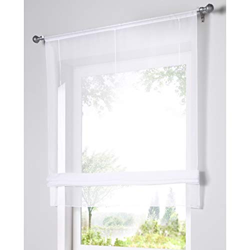 SIMPVALE 1 Piece Roman Blinds - Sheer Short Curtain for Window Interior Decoration - for Kitchen, Bedroom, Living Room, Balcony and Bathroom