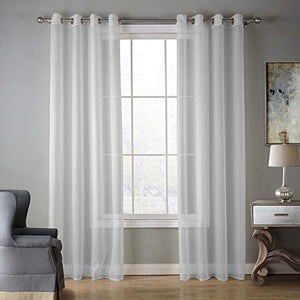 SIMPVALE Curtains Semi Transparent Sheer Voile Curtains Eyelet Curtains with Eyelets for Windows Living Room Bedroom Balcony