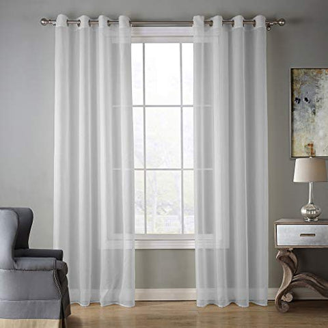 SIMPVALE Curtains Semi Transparent Sheer Voile Curtains Eyelet Curtains with Eyelets for Windows Living Room Bedroom Balcony
