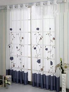 SIMPVALE Net Curtains Window Sheer Floral Embroidered Drape for Living room Bedroom Balcony