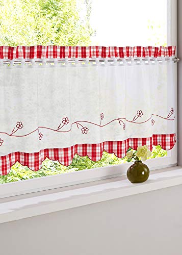 SIMPVALE 1 Piece Cotton Linen Cafe Curtain Valances Short Net Curtains Window Interior Decoration for Kitchen Balcony