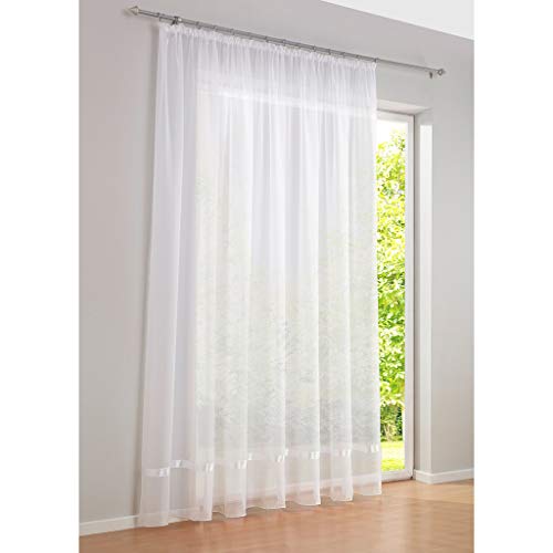 SIMPVALE 1 Panel Sheer Curtain with Pencil Pleat - Classical Solid Voile Curtains - for Balcony Living Room Bedroom