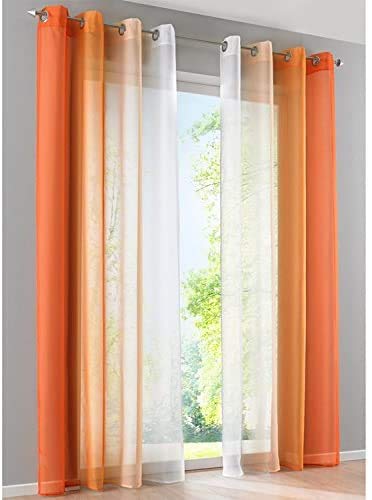 SIMPVALE 2 Panels Curtains Sheer - Solid Color Gradients - Transparent Voile Curtain with Eyelets - for Living Room Bedroom Balcony
