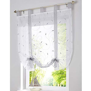 SIMPVALE 1 Piece Roman Blinds Bowknot Embroidery Window Curtain for Kitchen and Balcony