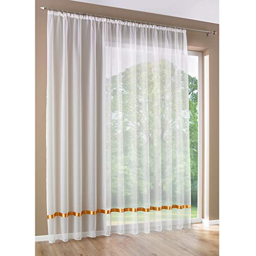 SIMPVALE 1 Panel Sheer Curtain with Pencil Pleat - Classical Solid Voile Curtains - for Balcony Living Room Bedroom
