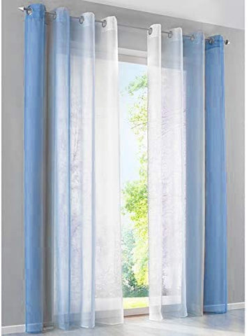 SIMPVALE 2 Panels Curtains Sheer - Solid Color Gradients - Transparent Voile Curtain with Eyelets - for Living Room Bedroom Balcony
