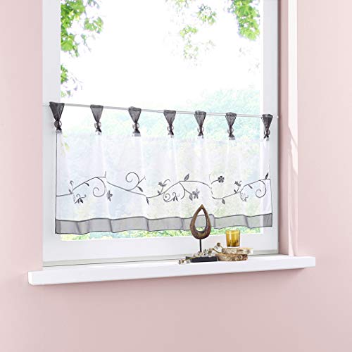 Smithoom Cafe Curtain Embroidered Valances Short Net Curtains Window Interior Decoration for Kitchen Balcony
