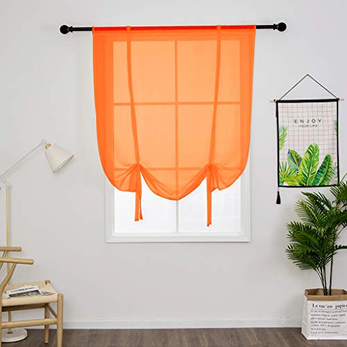 SIMPVALE Tulle Roman Curtains Solid Color Translucent Roman Blinds Bow Knot Voile Vertical Curtain Rod Pocket