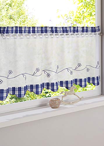 SIMPVALE 1 Piece Cotton Linen Cafe Curtain Valances Short Net Curtains Window Interior Decoration for Kitchen Balcony