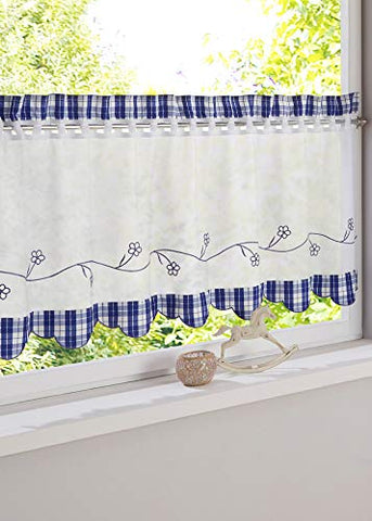 SIMPVALE 1 Piece Cotton Linen Cafe Curtain Valances Short Net Curtains Window Interior Decoration for Kitchen Balcony