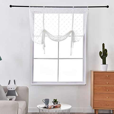 SIMPVALE 1 Piece Roman Blinds with Rod Pocket - Embroidery Tulle Sheer Voile - Curtains for Living Room Bedroom Childs' Room Kitchen Balcony Bathroom