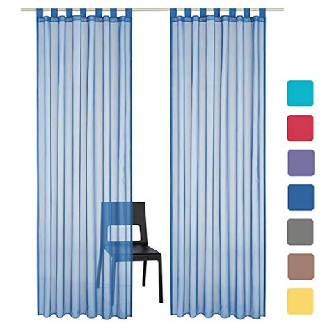 SIMPVALE 2 Panels Sheer Curtain - Classical Solid Voile Curtains with Tab Top - for Bedroom Living Room Balcony