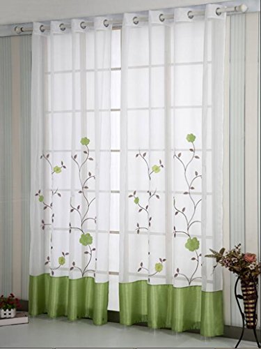SIMPVALE Net Curtains Window Sheer Floral Embroidered Drape for Living room Bedroom Balcony