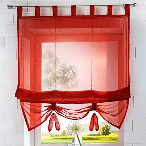 Smithoom Roman Curtain Bowknot Window Sheer Valance and Tiebacks Rod Pocket Panels for Bedroom Living Room Kitchen