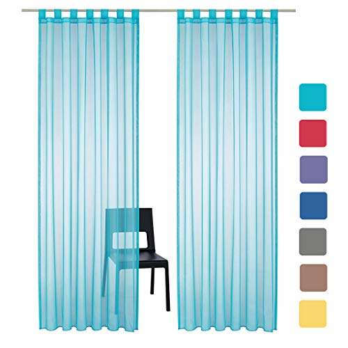 SIMPVALE 2 Panels Sheer Curtain - Classical Solid Voile Curtains with Tab Top - for Bedroom Living Room Balcony