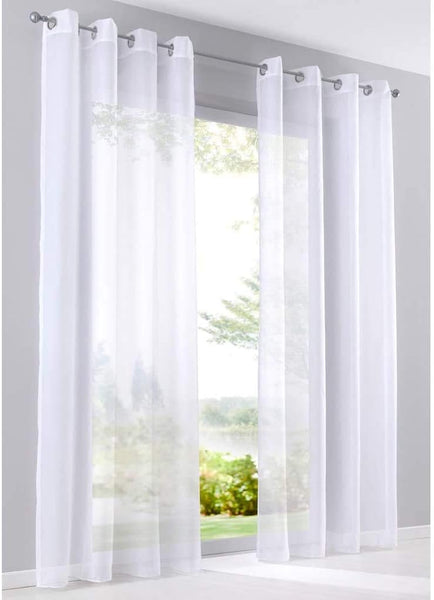 SIMPVALE 2 Panels Curtains Transparent Sheer Voile Curtains with Eyelet for Windows Balcony Living Room, White,55"(Width) x 98"(Drop)