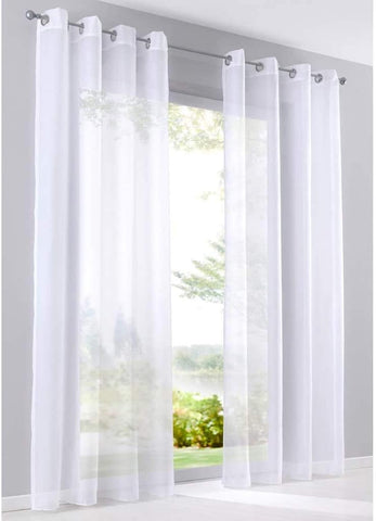 SIMPVALE 2 Panels Curtains Transparent Sheer Voile Curtains with Eyelet for Windows Balcony Living Room, White,55"(Width) x 98"(Drop)