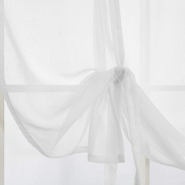 Smithoom Tulle Roman Curtains Solid Color Translucent Roman Blinds Bow Knot Voile Vertical Curtain Rod Pocket, White, 140x140 cm