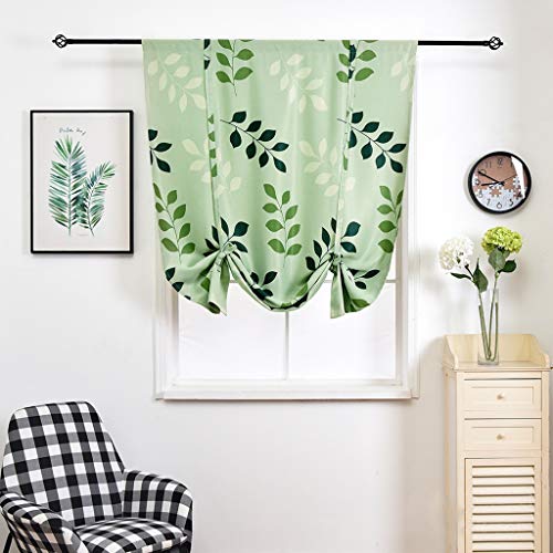 SIMPVALE 1Piece Blackout Roman Blind with Tie Up Birds Floral Printed Thermal Insulated Roman Curtain with Rod Pocket for Bedroom Living Room Kitchen