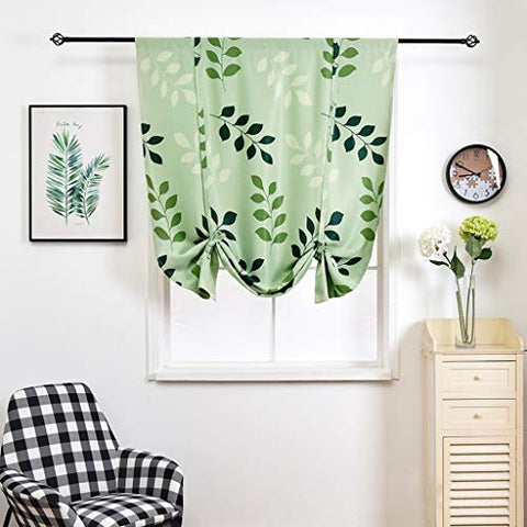 SIMPVALE 1Piece Blackout Roman Blind with Tie Up Birds Floral Printed Thermal Insulated Roman Curtain with Rod Pocket for Bedroom Living Room Kitchen