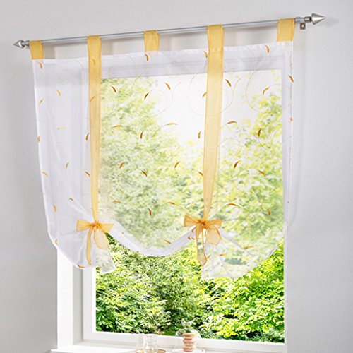 SIMPVALE 1 Piece Roman Blinds Bowknot Embroidery Window Curtain for Kitchen and Balcony