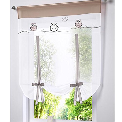 Simpvale Roman Blind Embroidered Owl Roman Liter Fall Shadow Tape type Curtains