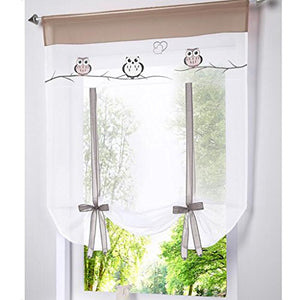 Simpvale Roman Blind Embroidered Owl Roman Liter Fall Shadow Tape type Curtains