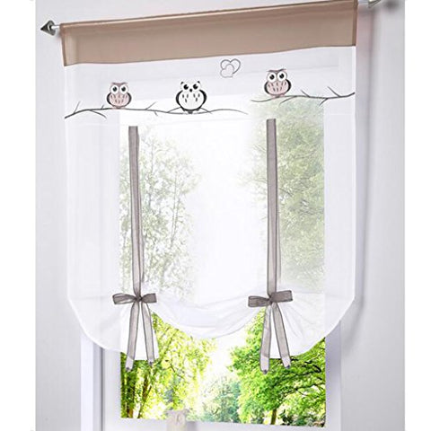 Simpvale Roman Blind Embroidered Owl Roman Liter Fall Shadow Tape type Curtains