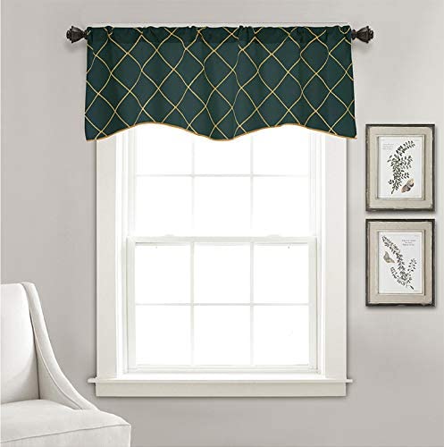 Geometric Embroideried Design 52” Window Valance