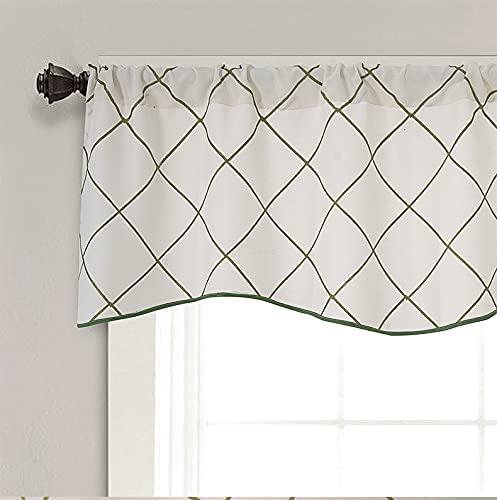 Geometric Embroideried Design 52” Window Valance