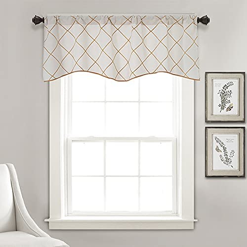 Geometric Embroideried Design 52” Window Valance