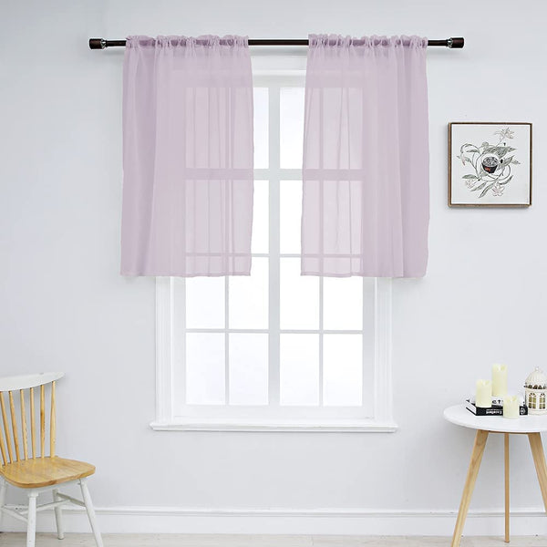 Set of 2 Solid Color Sheer Tier Curtains