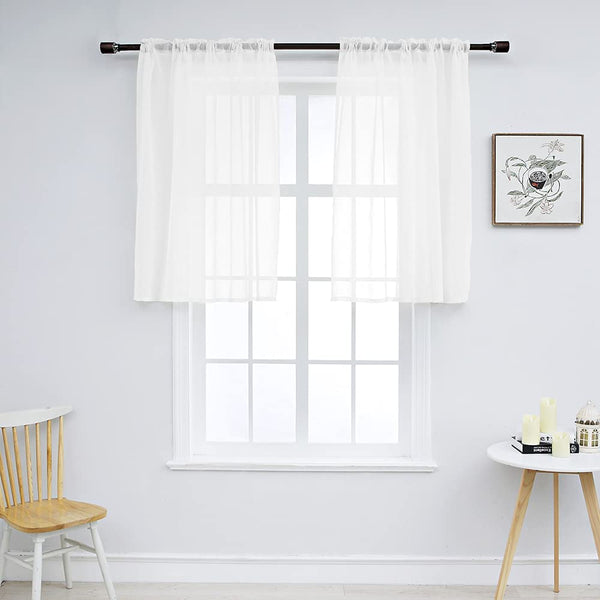 Set of 2 Solid Color Sheer Tier Curtains