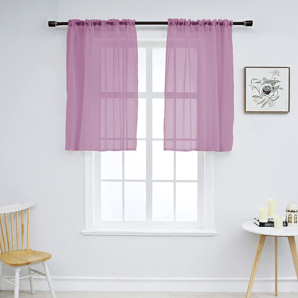 Set of 2 Solid Color Sheer Tier Curtains