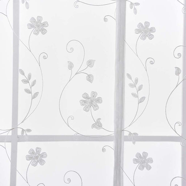 Floral Embroideried Sheer Roman Blinds in White