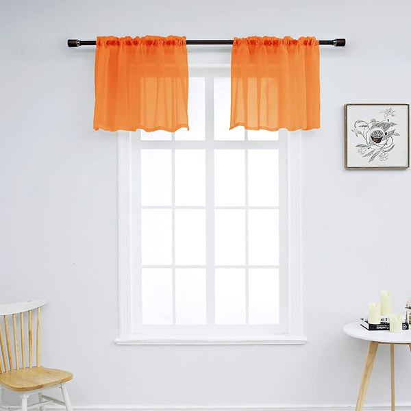 Set of 2 Solid Color Sheer Tier Curtains