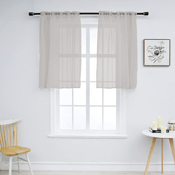 Set of 2 Solid Color Sheer Tier Curtains