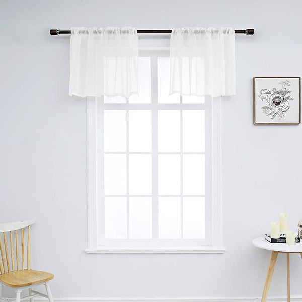 Set of 2 Solid Color Sheer Tier Curtains