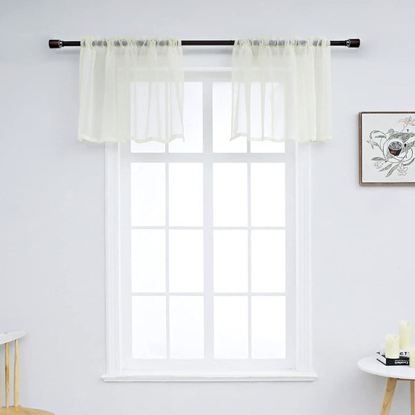 Set of 2 Solid Color Sheer Tier Curtains