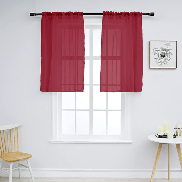 Set of 2 Solid Color Sheer Tier Curtains