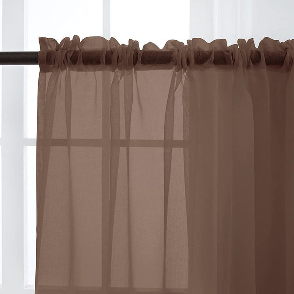 Set of 2 Solid Color Sheer Tier Curtains