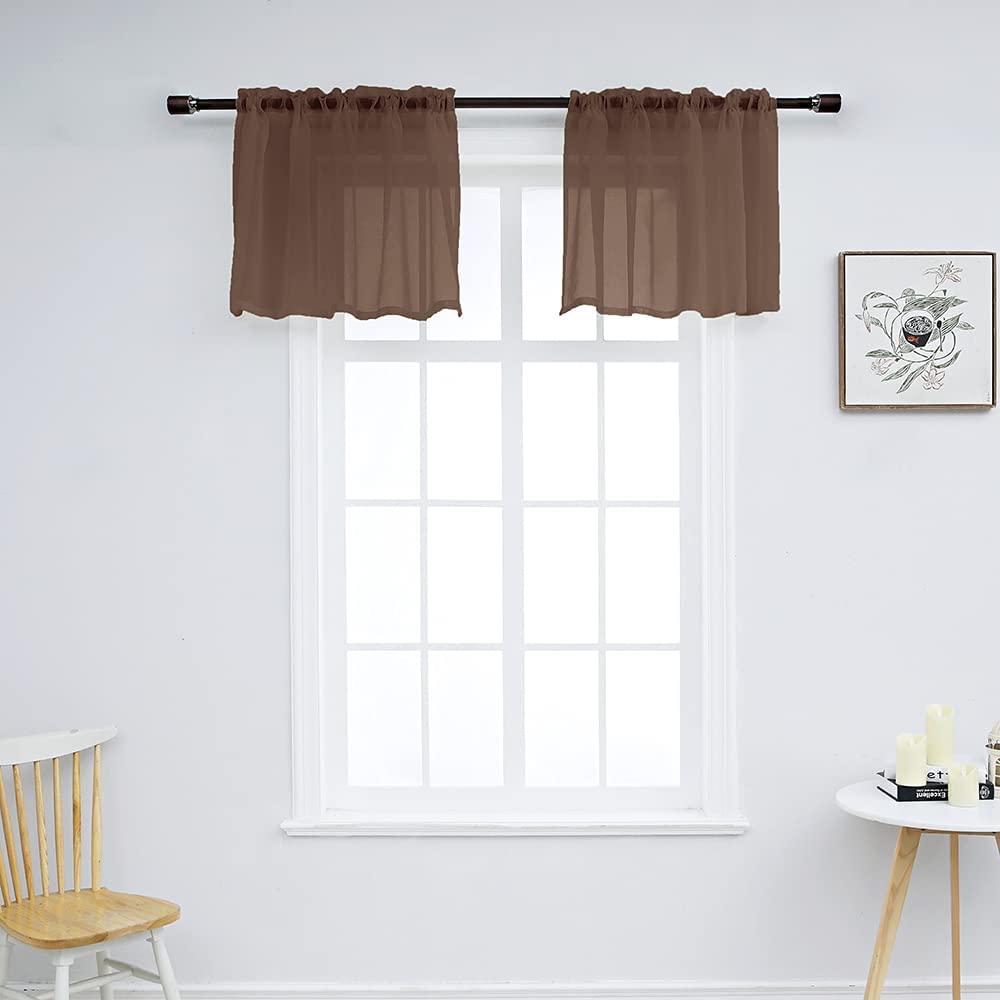 Set of 2 Solid Color Sheer Tier Curtains