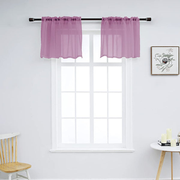 Set of 2 Solid Color Sheer Tier Curtains