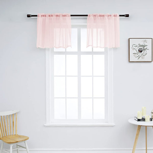 Set of 2 Solid Color Sheer Tier Curtains