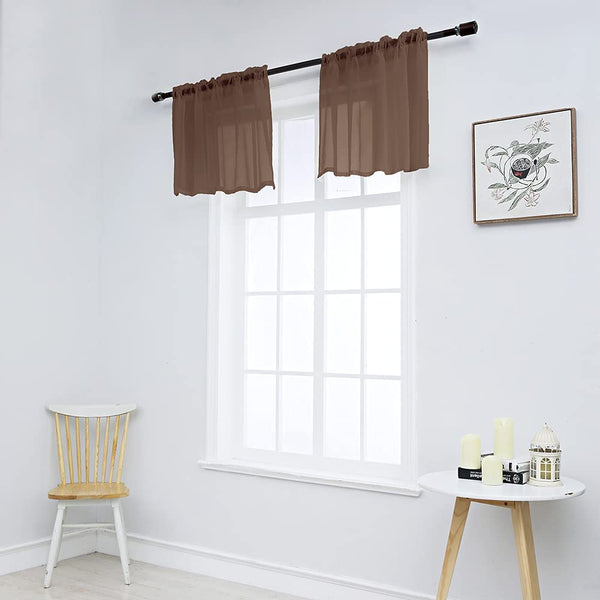 Set of 2 Solid Color Sheer Tier Curtains