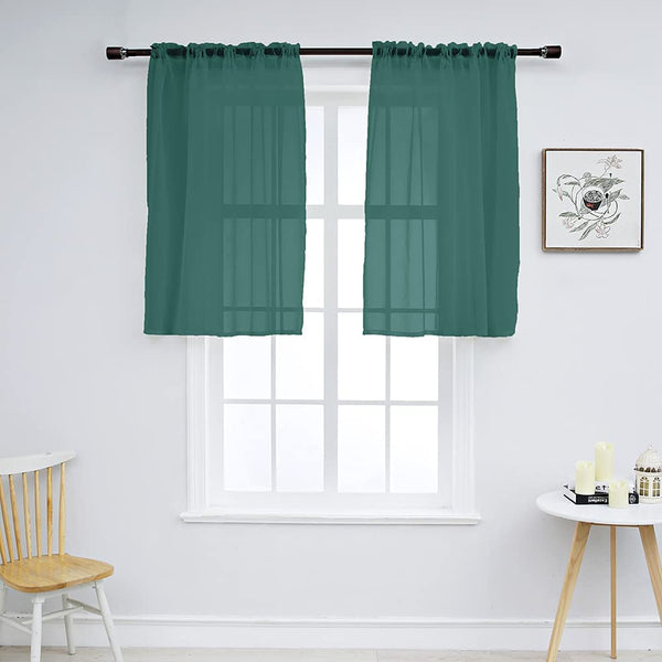 Set of 2 Solid Color Sheer Tier Curtains