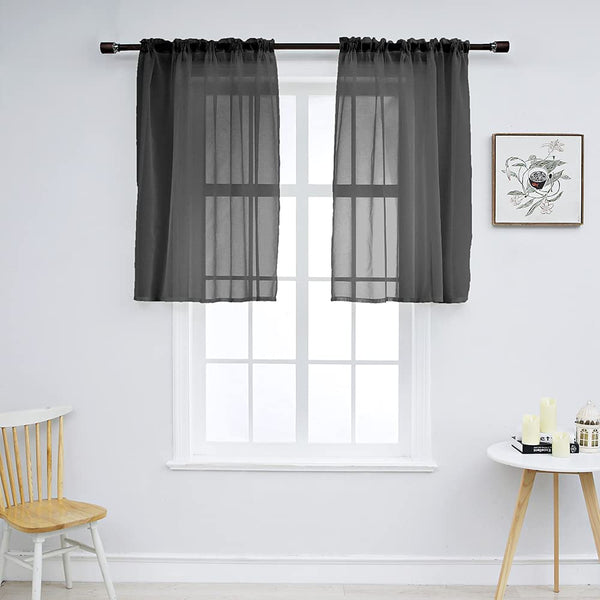 Set of 2 Solid Color Sheer Tier Curtains