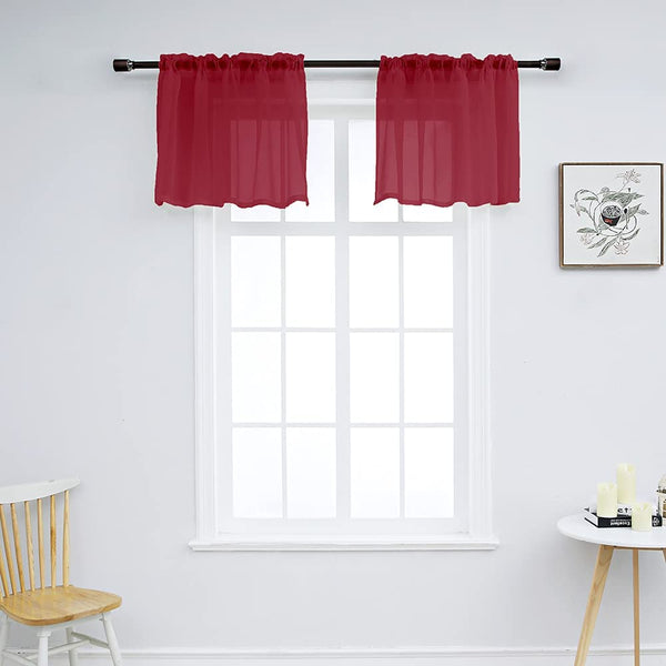 Set of 2 Solid Color Sheer Tier Curtains