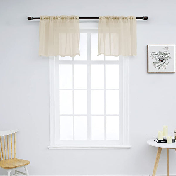 Set of 2 Solid Color Sheer Tier Curtains