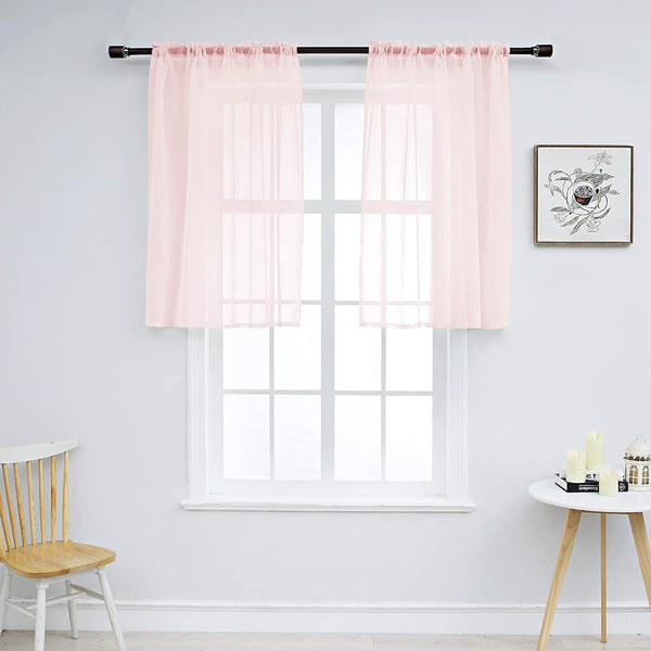 Set of 2 Solid Color Sheer Tier Curtains